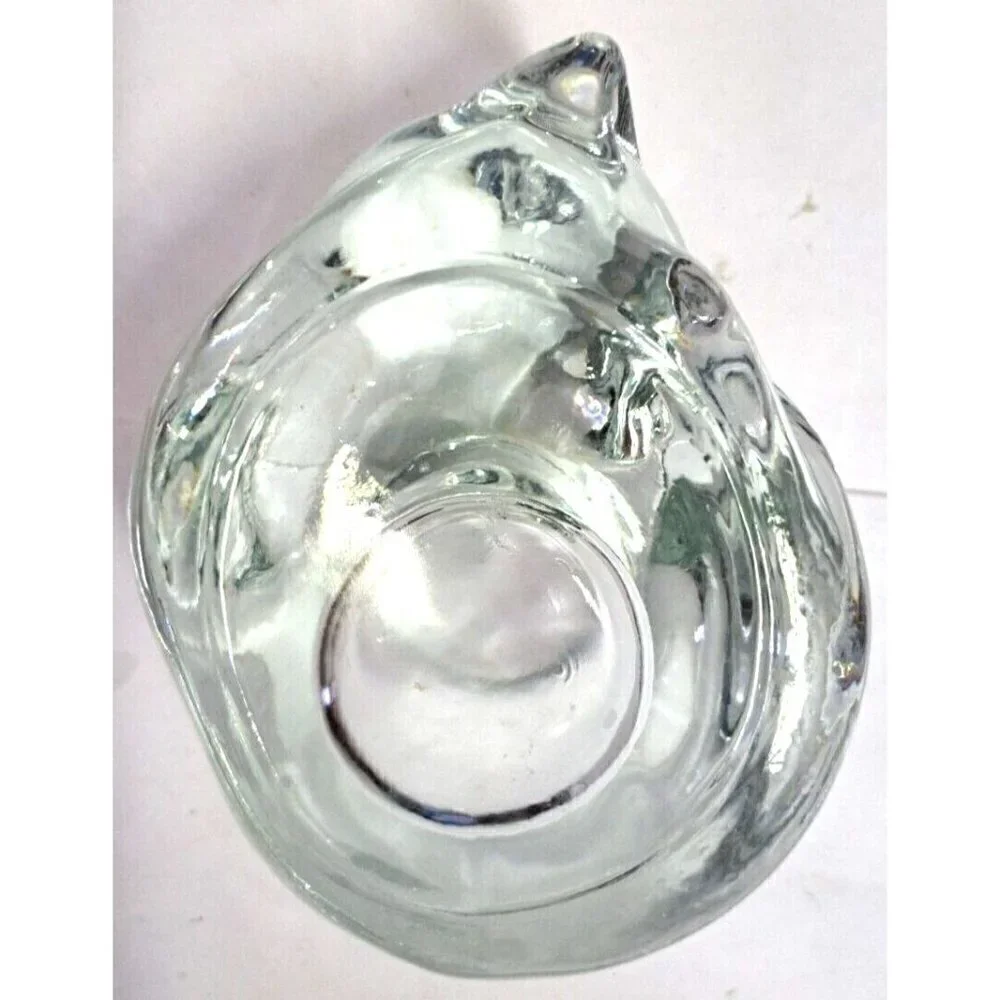 Vintage Indiana Glass Sleeping Cat Votive Tea-light Candle Holder
